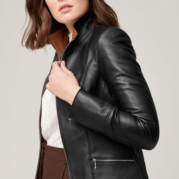 Overland Black Katie Lambskin Leather Jacket - Retailed for $949 - Out of Stock - Picture 1 of 15